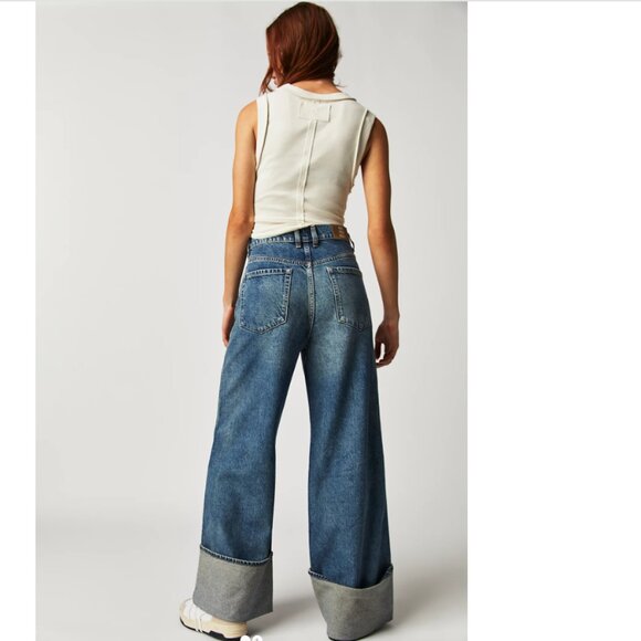 new Free People We The Free Final Countdown Cuffed Low-Rise Jeans ZERO 254 6M3T - Picture 10 of 15